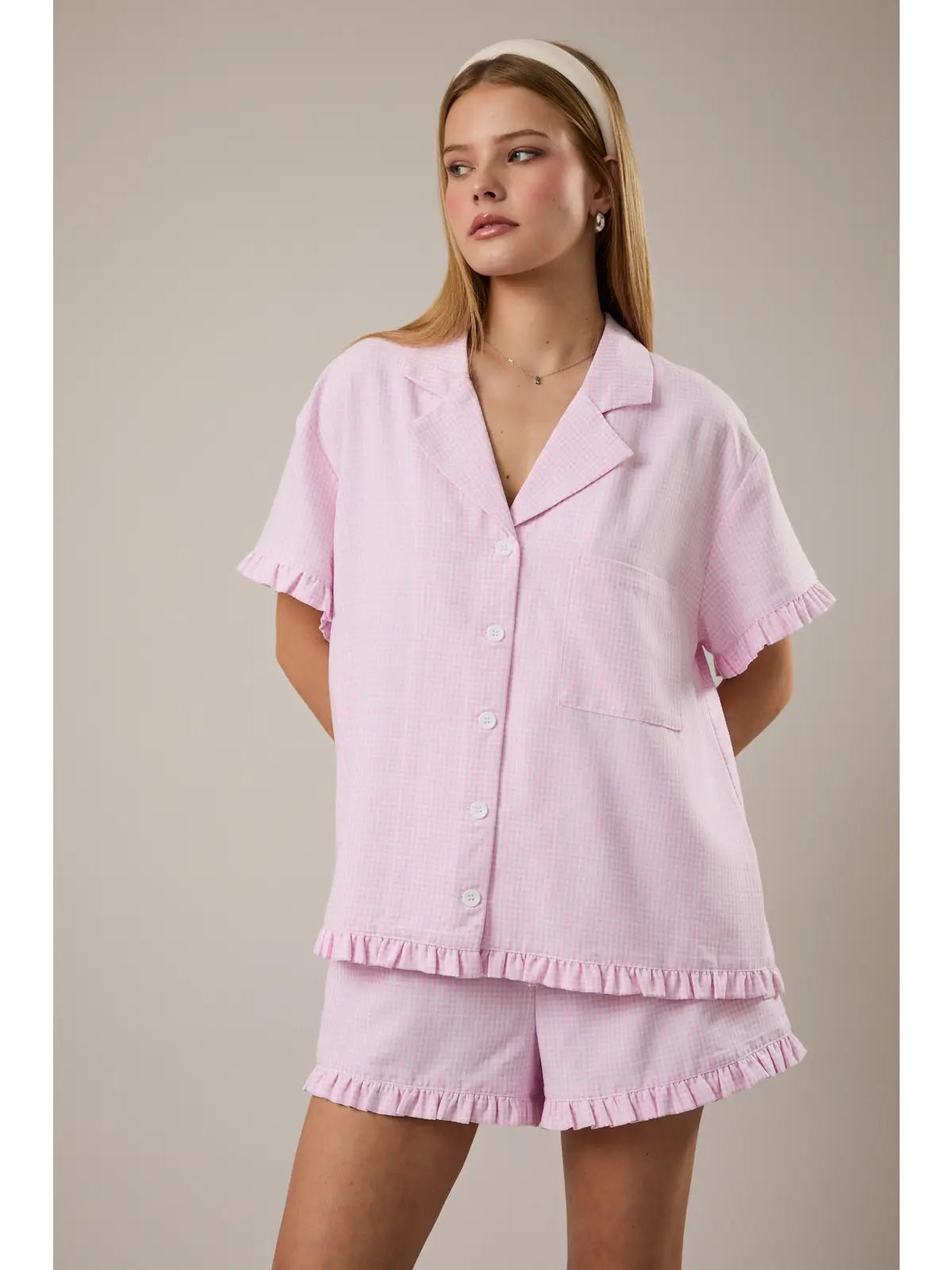 Pink Gingham Pajamas - Jupe NYC
