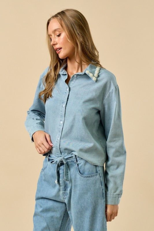 Pearlcore Denim Top - Jupe NYC