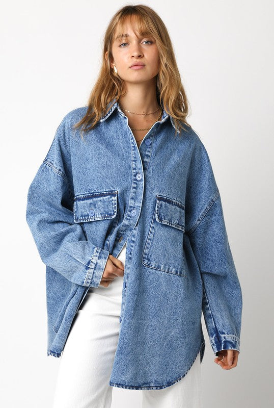 Finley Denim Top - Jupe NYC