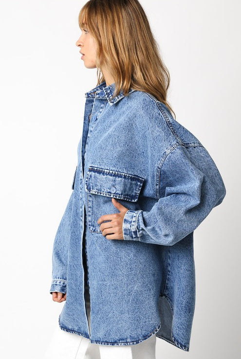 Finley Denim Top - Jupe NYC