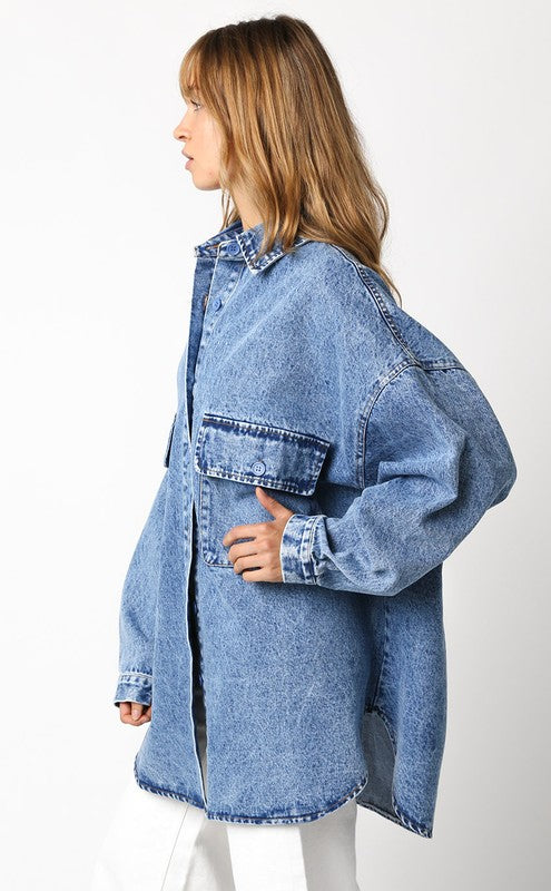 Finley Denim Top - Jupe NYC