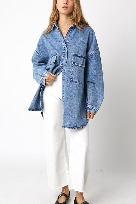Finley Denim Top - Jupe NYC