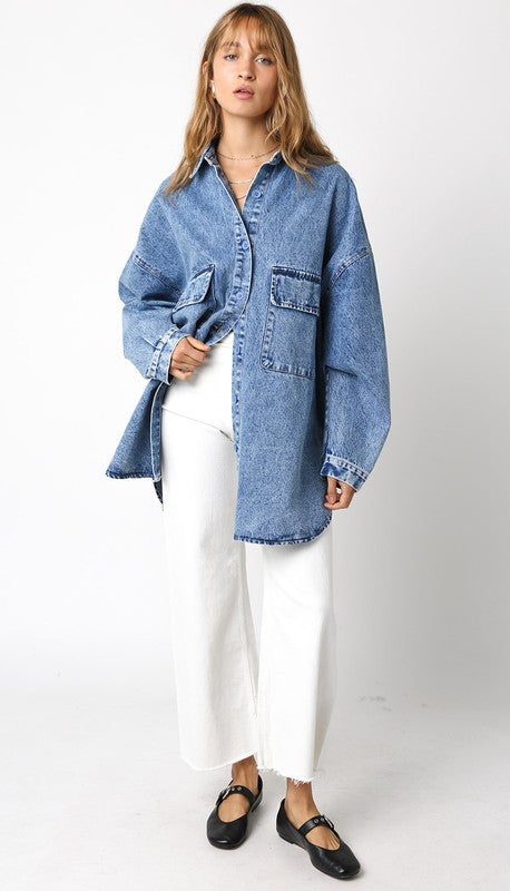 Finley Denim Top - Jupe NYC