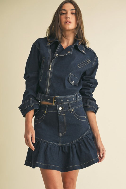 Dark Denim Moto Jacket - Jupe NYC