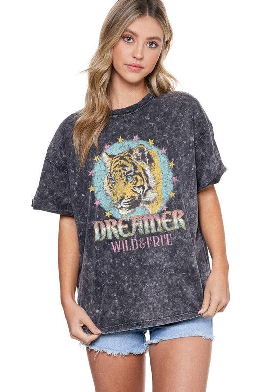 Dreamer Wild & Free Tiger Vintage Graphic Top - Jupe NYC