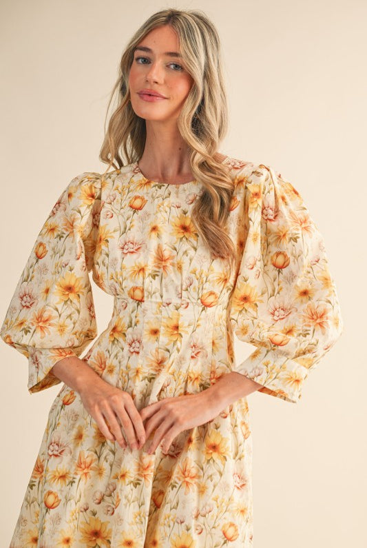 Sunflower Fields Midi Dress - Jupe NYC