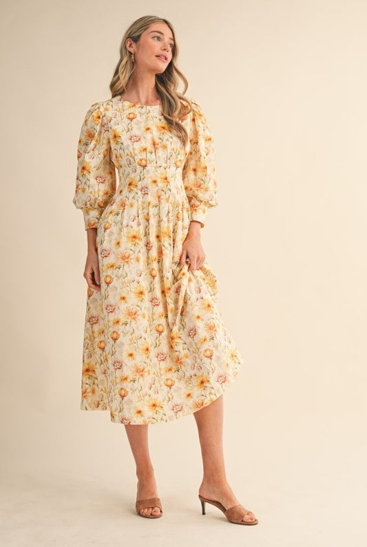 Sunflower Fields Midi Dress - Jupe NYC