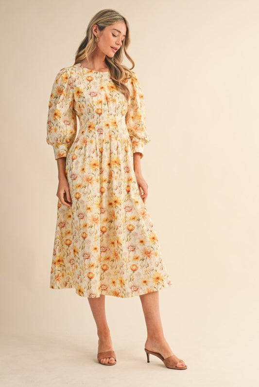 Sunflower Fields Midi Dress - Jupe NYC
