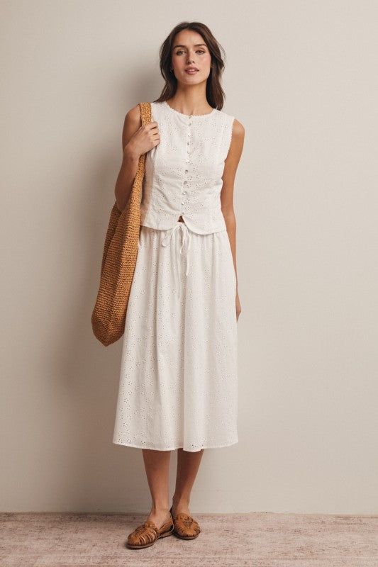 Seaside Eyelet Midi Skirt - Jupe NYC
