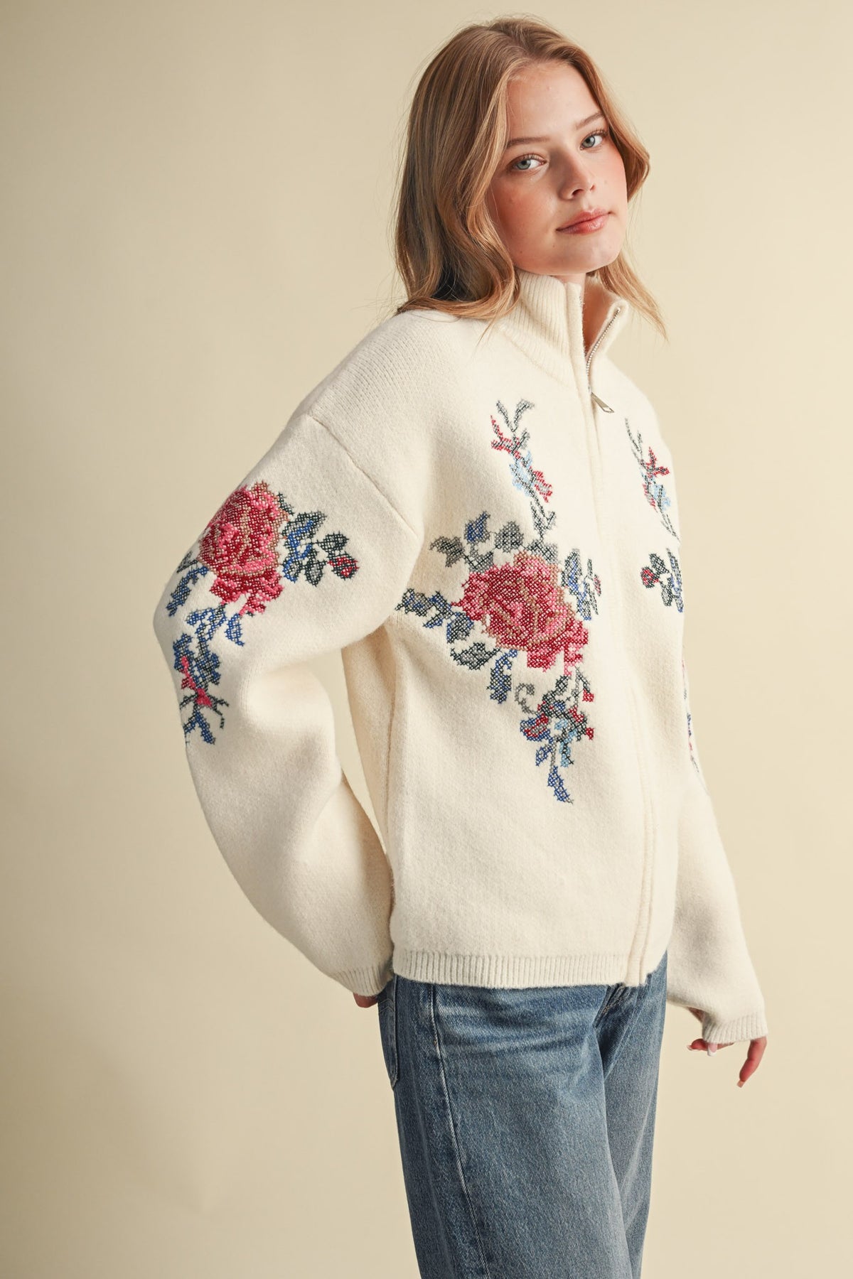 Rosalie Zip-Up Sweater - Jupe NYC