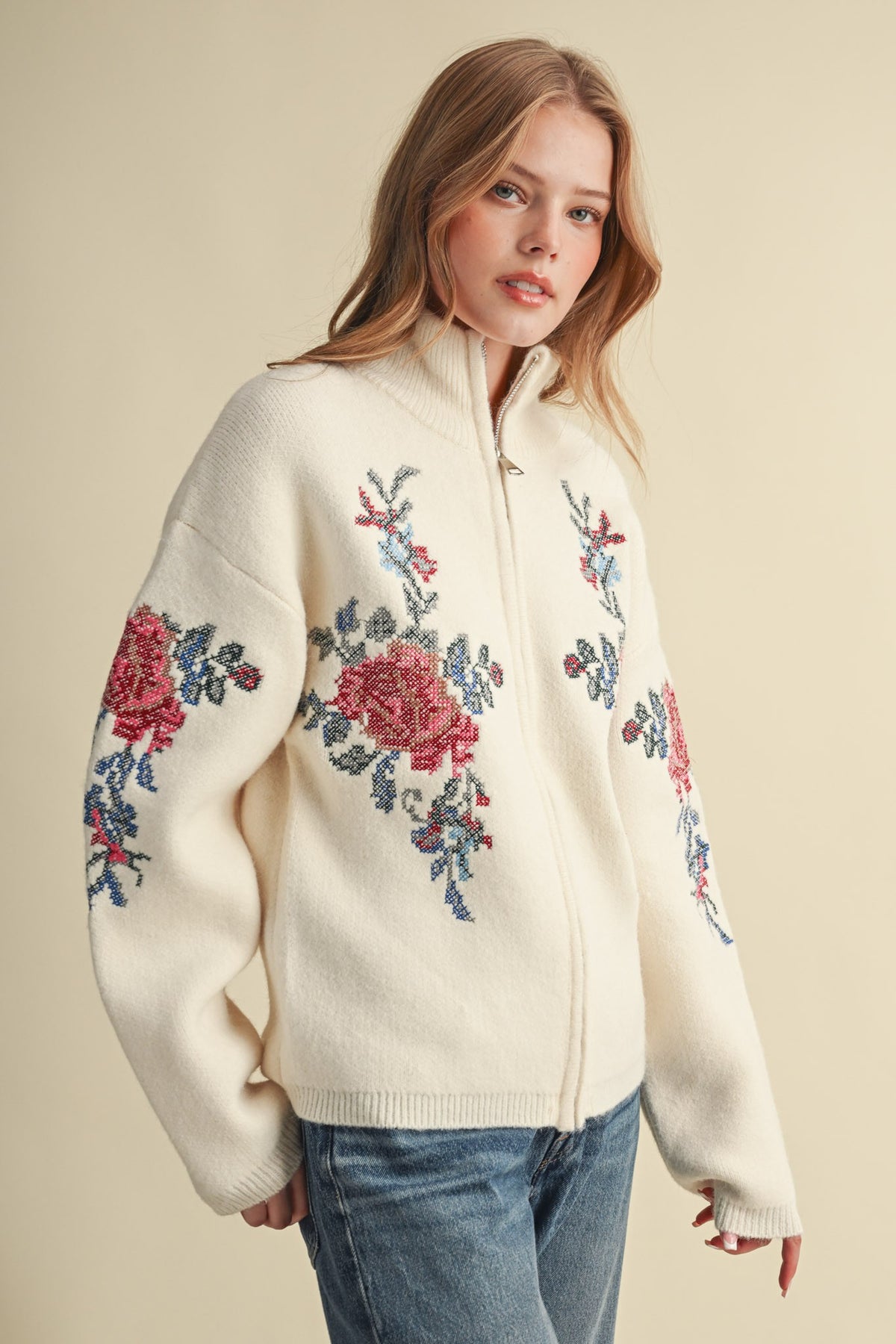 Rosalie Zip-Up Sweater - Jupe NYC