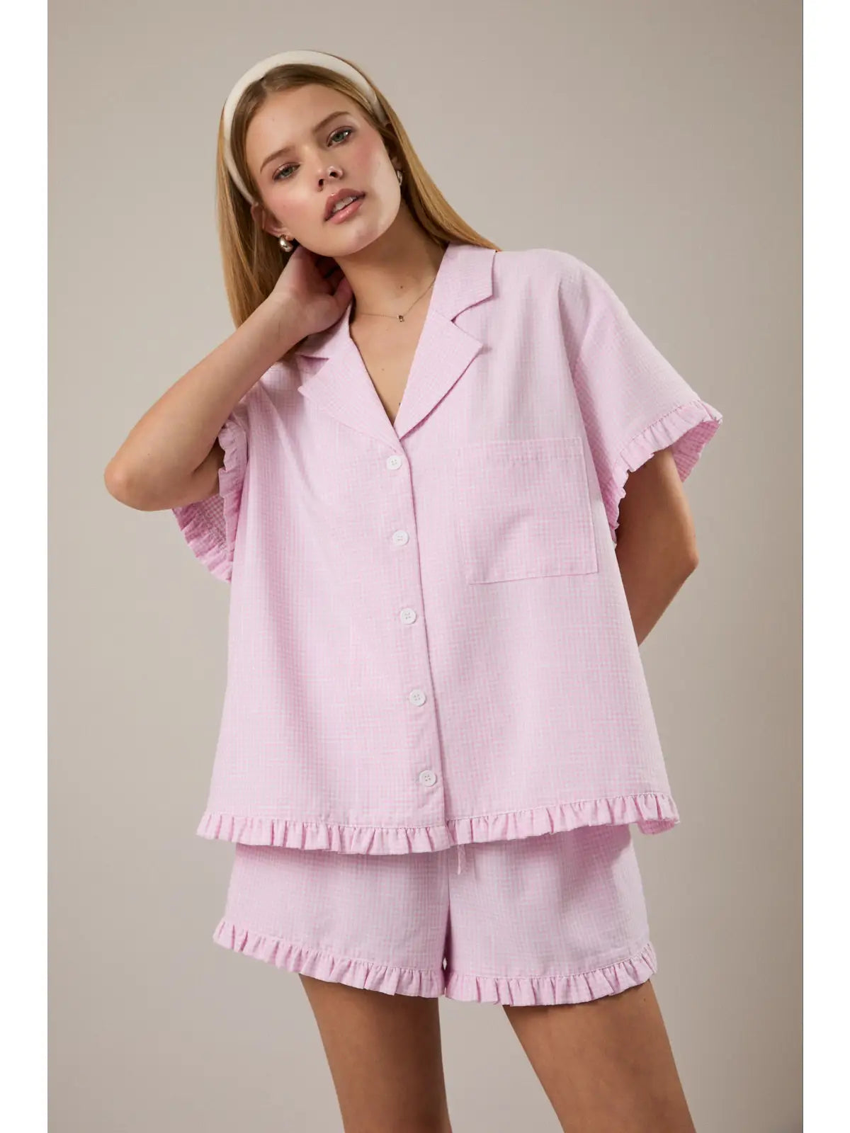 Pink Gingham Pajamas - Jupe NYC