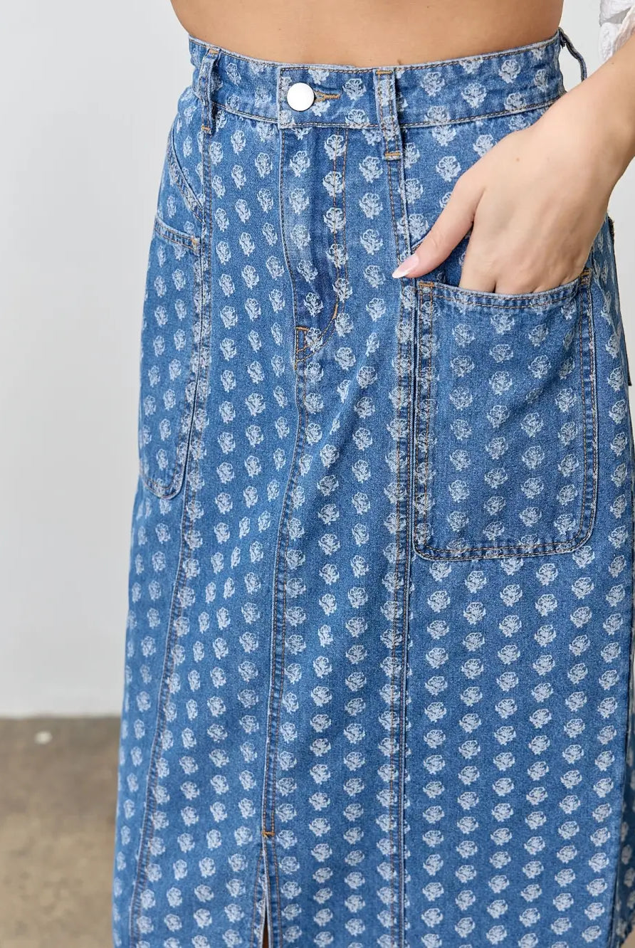 Daisy Wash Denim Skirt - Jupe NYC