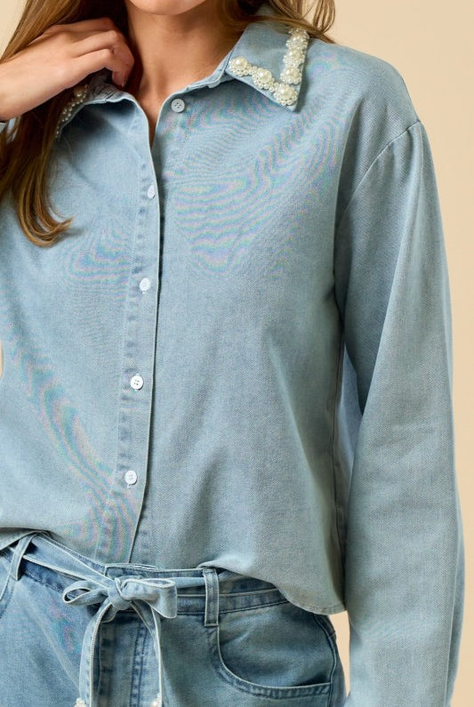 Pearlcore Denim Top - Jupe NYC