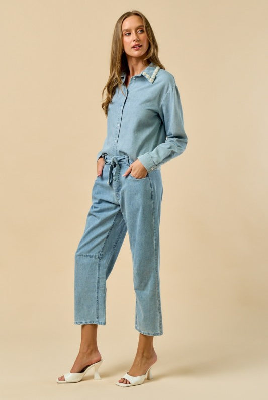 Pearlcore Denim Top - Jupe NYC