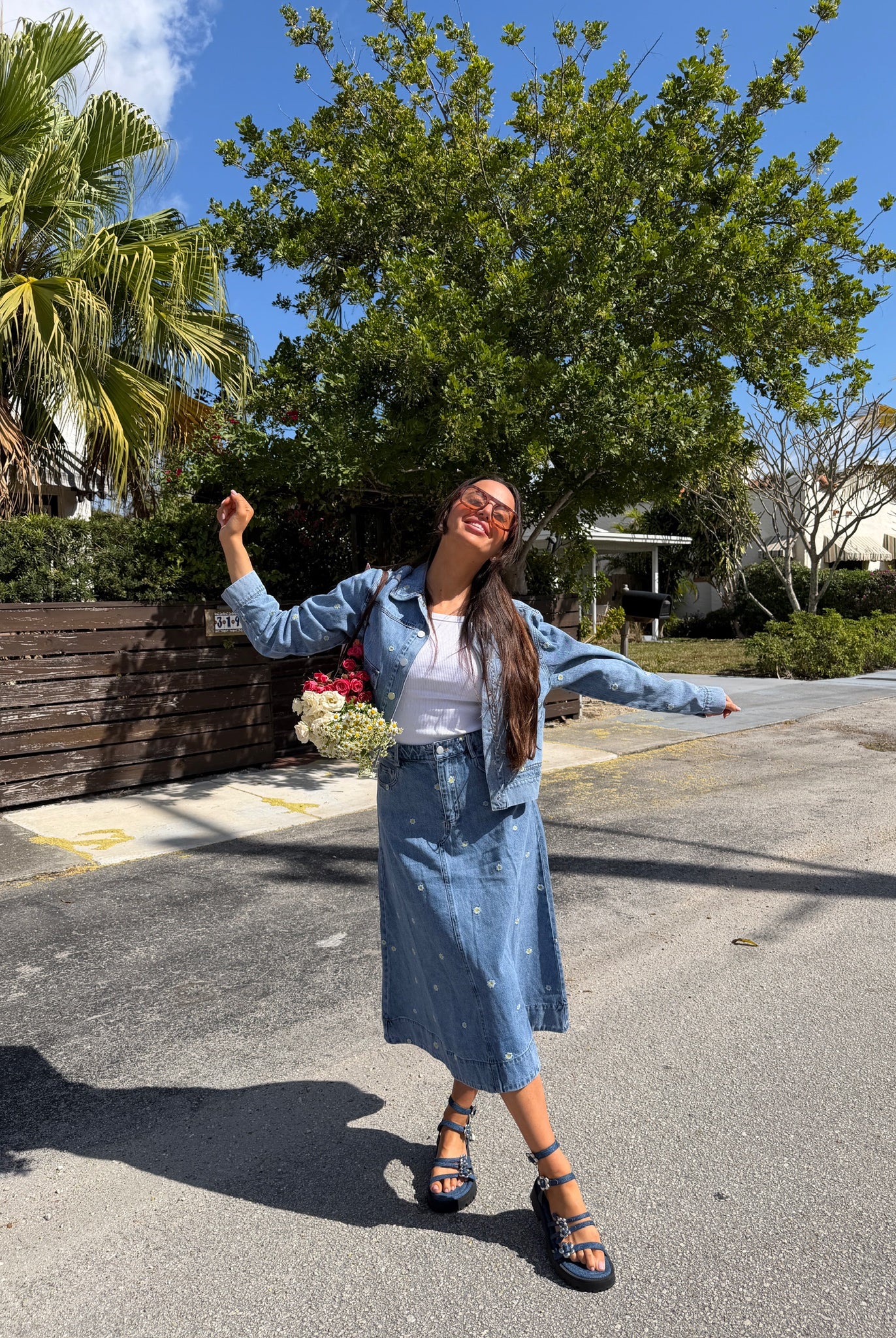 Wildflower Denim Skirt - Jupe NYC
