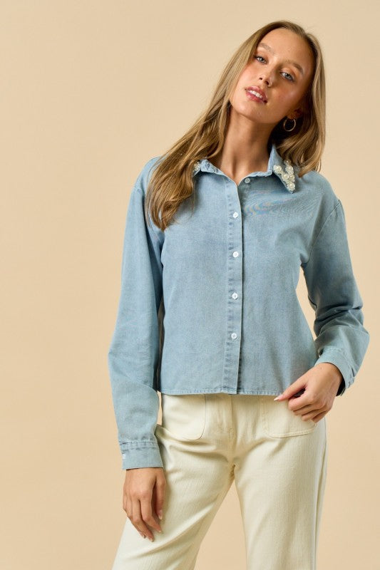 Pearlcore Denim Top - Jupe NYC
