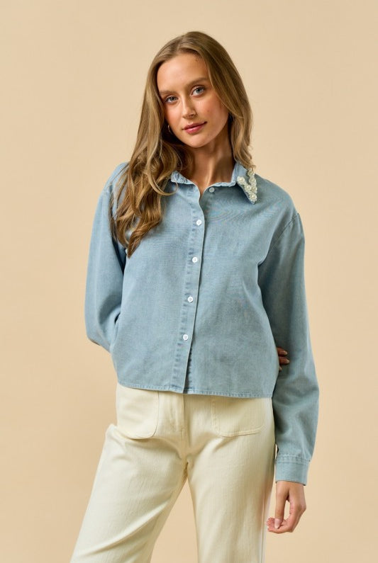 Pearlcore Denim Top - Jupe NYC