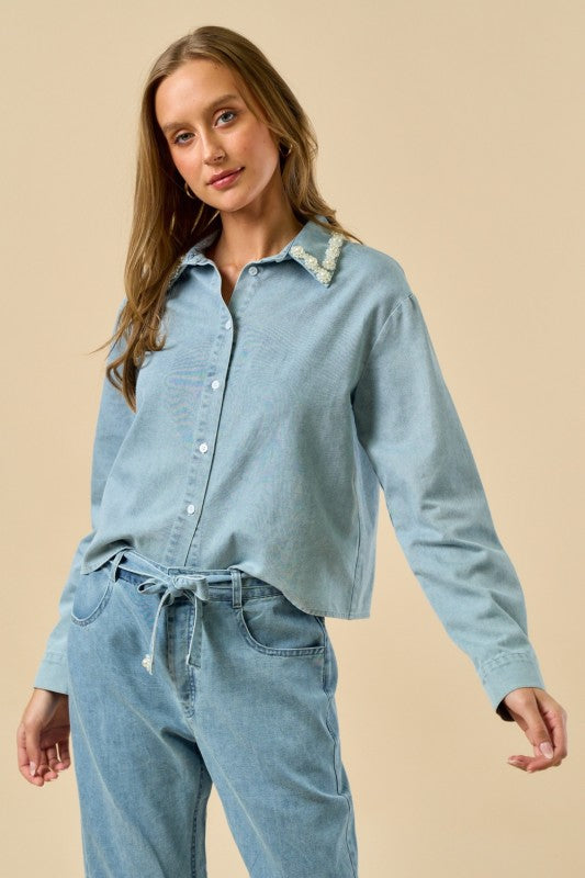 Pearlcore Denim Top - Jupe NYC
