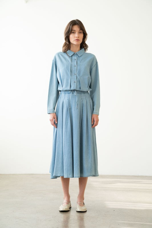 Chloe Chambray Skirt - Jupe NYC