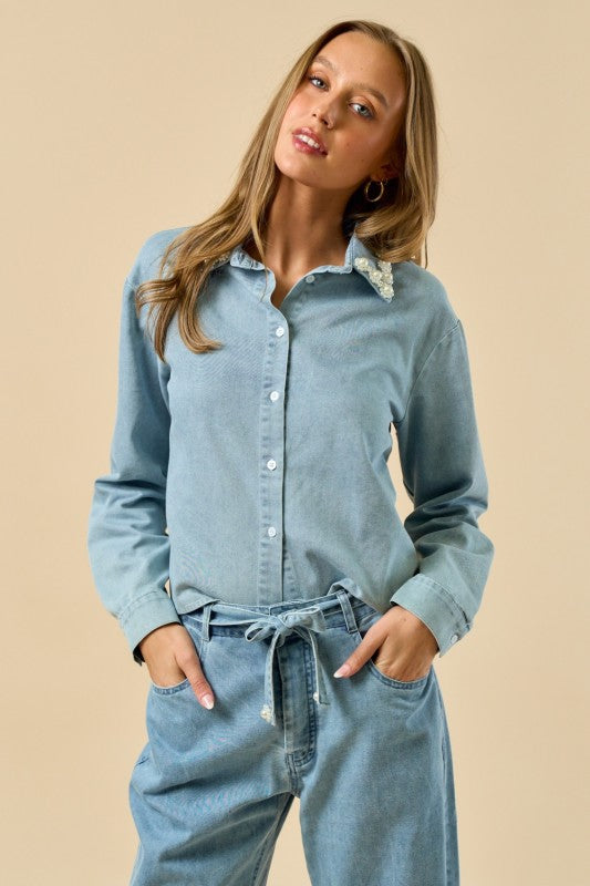 Pearlcore Denim Top - Jupe NYC