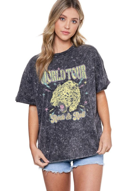 World Tour Leopard Boyfriend Tshirt - Jupe NYC