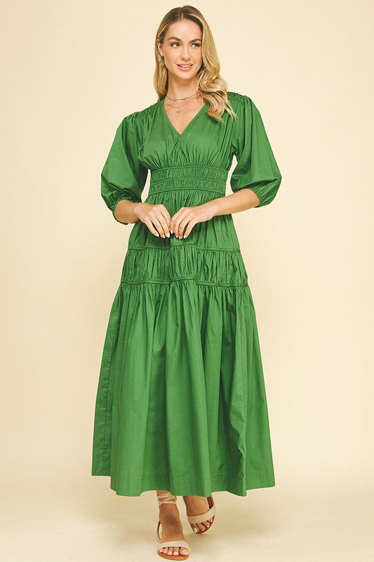 humoresque PLEATED DRESS GREEN シルク ワンピース humoresque PLEATED DRESS GREEN シルク ワンピース
