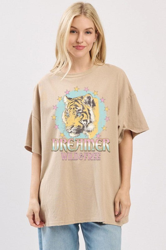 Dreamer Wild & Free Tiger Graphic Tee - Jupe NYC