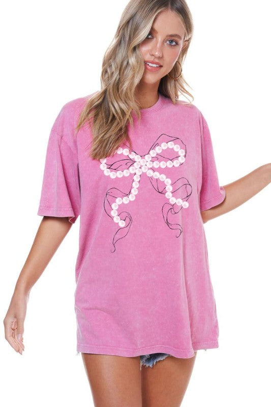 Pearl Bow Graphic Tee - Jupe NYC