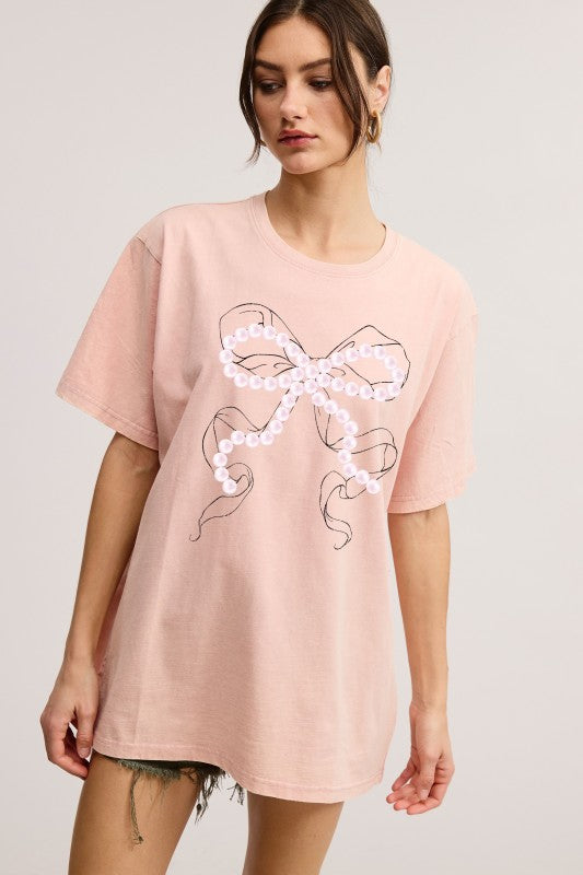 Pearl Bow Graphic Tee - Jupe NYC