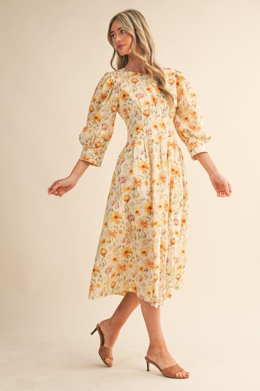 Sunflower Fields Midi Dress - Jupe NYC