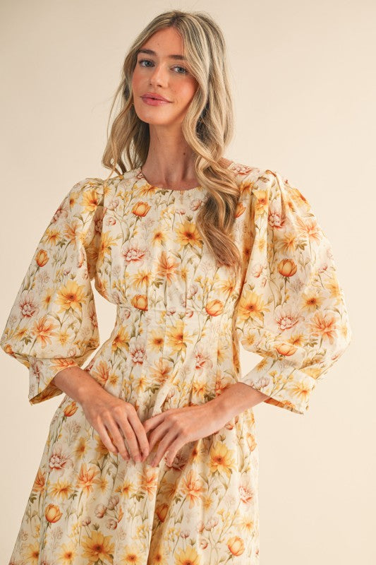 Sunflower Fields Midi Dress - Jupe NYC