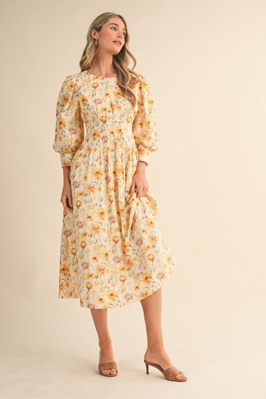 Sunflower Fields Midi Dress - Jupe NYC