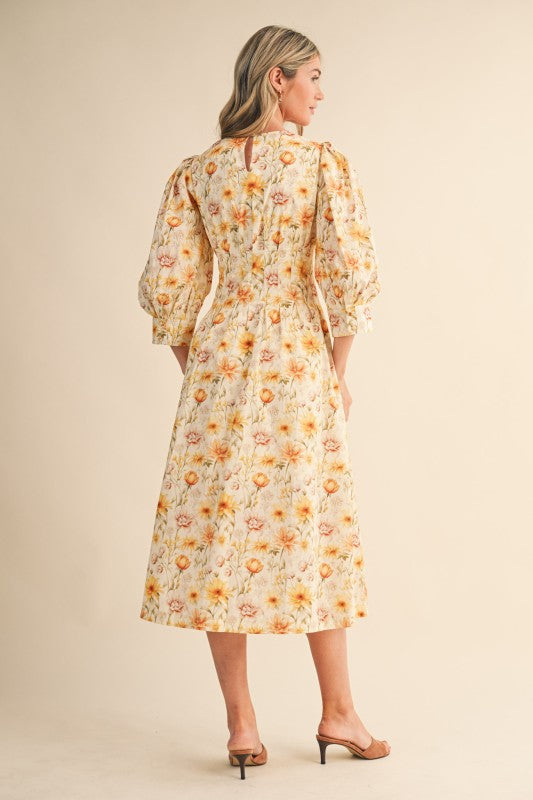 Sunflower Fields Midi Dress - Jupe NYC