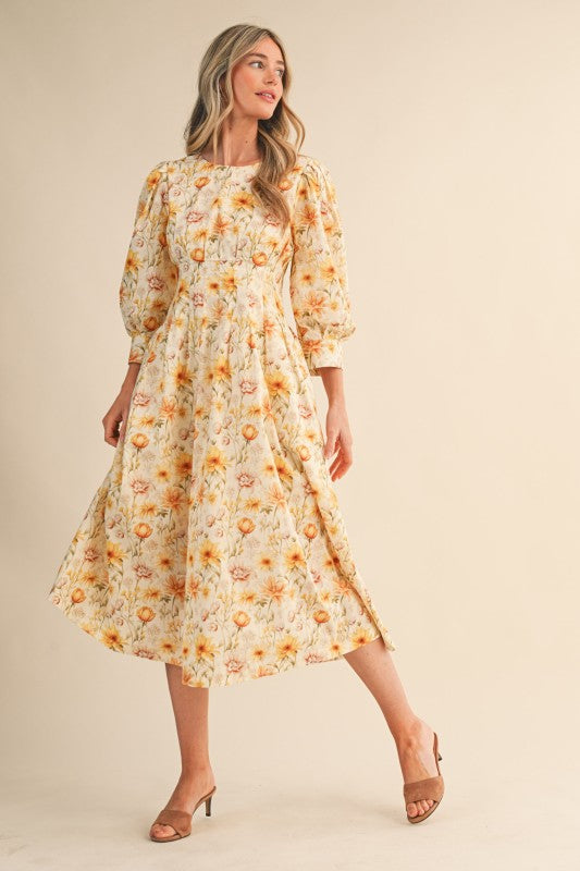 Sunflower Fields Midi Dress - Jupe NYC