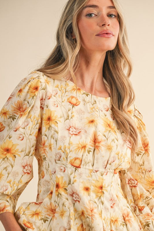 Sunflower Fields Midi Dress - Jupe NYC