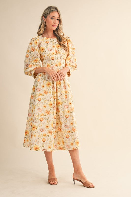 Sunflower Fields Midi Dress - Jupe NYC