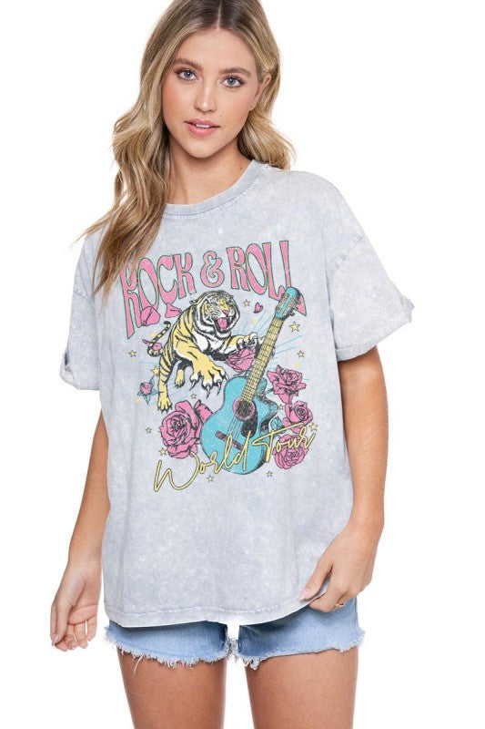 Rock N Roll World Tour Tiger Graphic Tee - Jupe NYC
