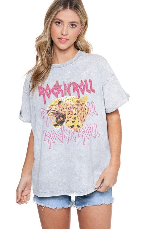 Rock n Roll Cheetah Graphic Tee - Jupe NYC