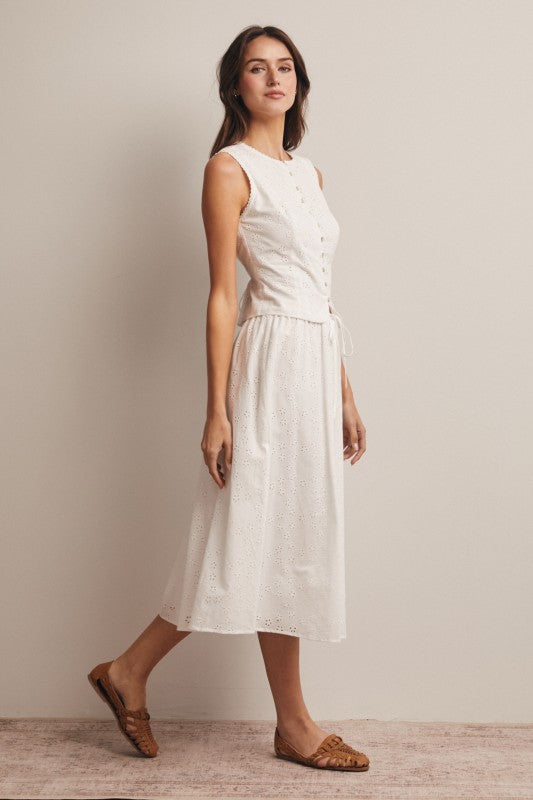 Seaside Eyelet Midi Skirt - Jupe NYC