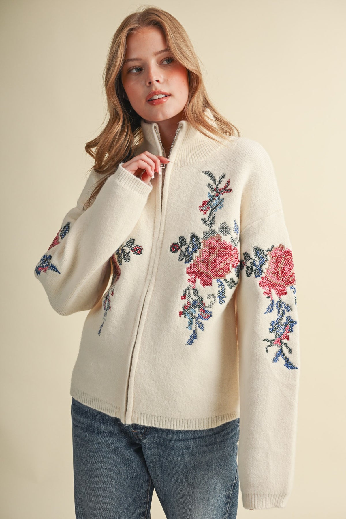 Rosalie Zip-Up Sweater - Jupe NYC