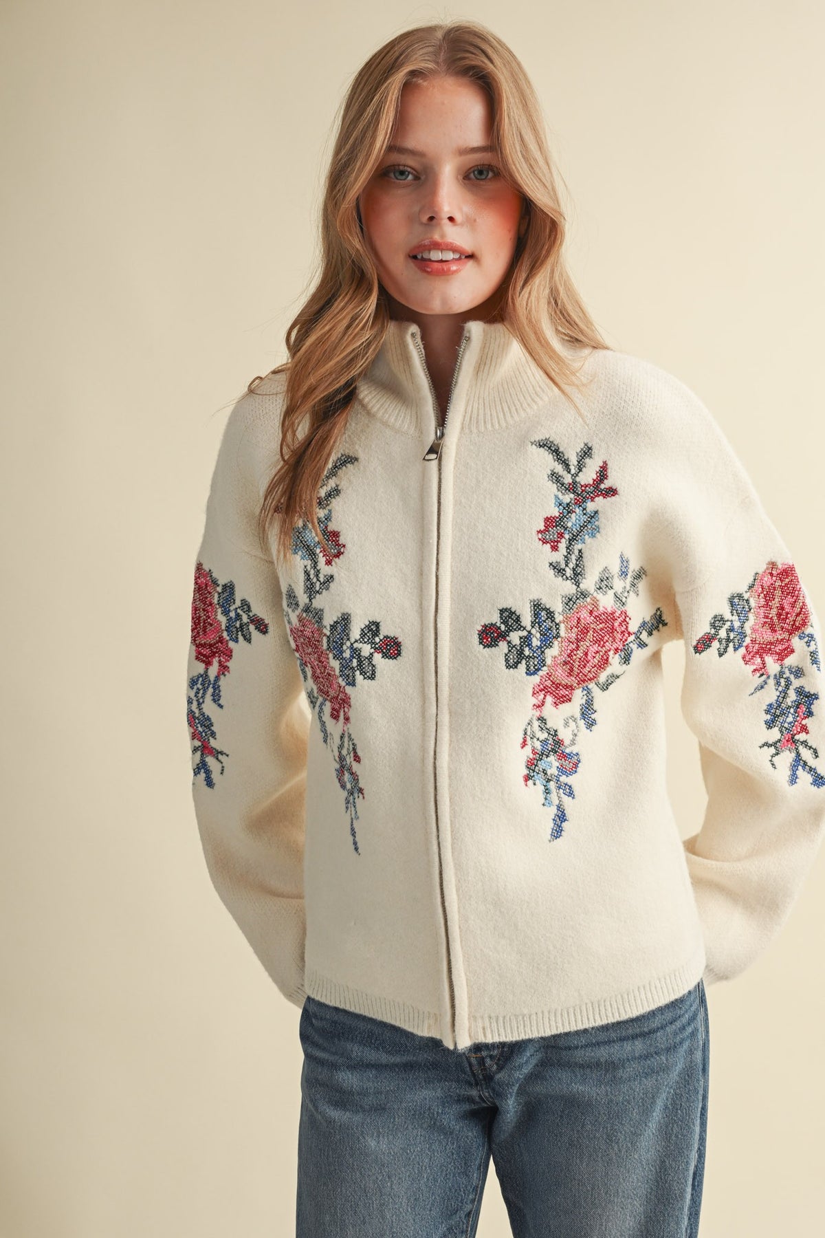 Rosalie Zip-Up Sweater - Jupe NYC