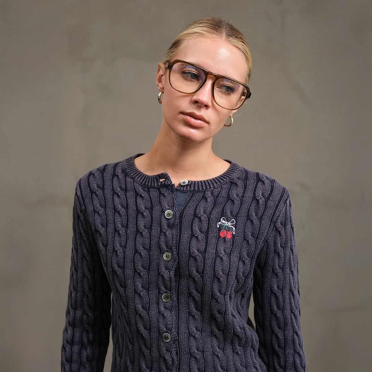 Cherry Cable Cardigan - Jupe NYC