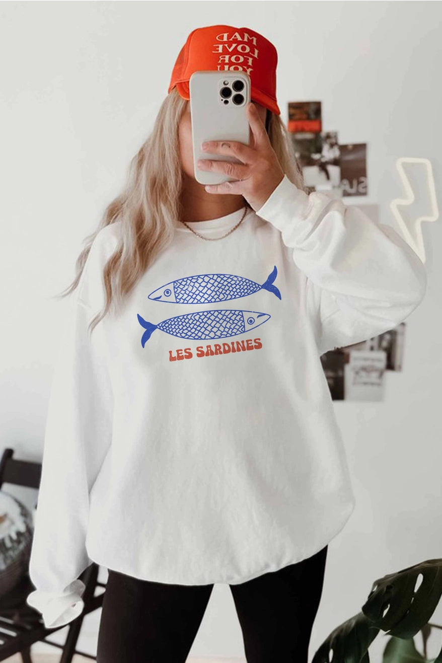 Les Sardines Oversized Graphic Sweatshirt - Jupe NYC