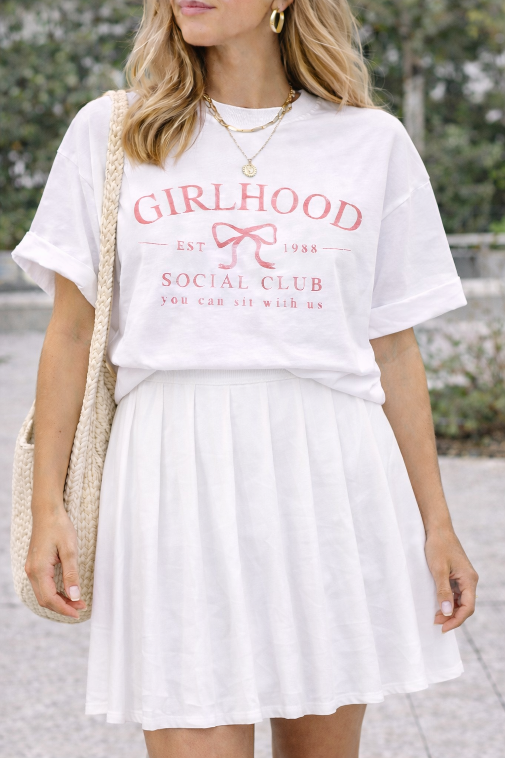 Girlhood Social Club Bow Oversized Graphic Tee - Jupe NYC