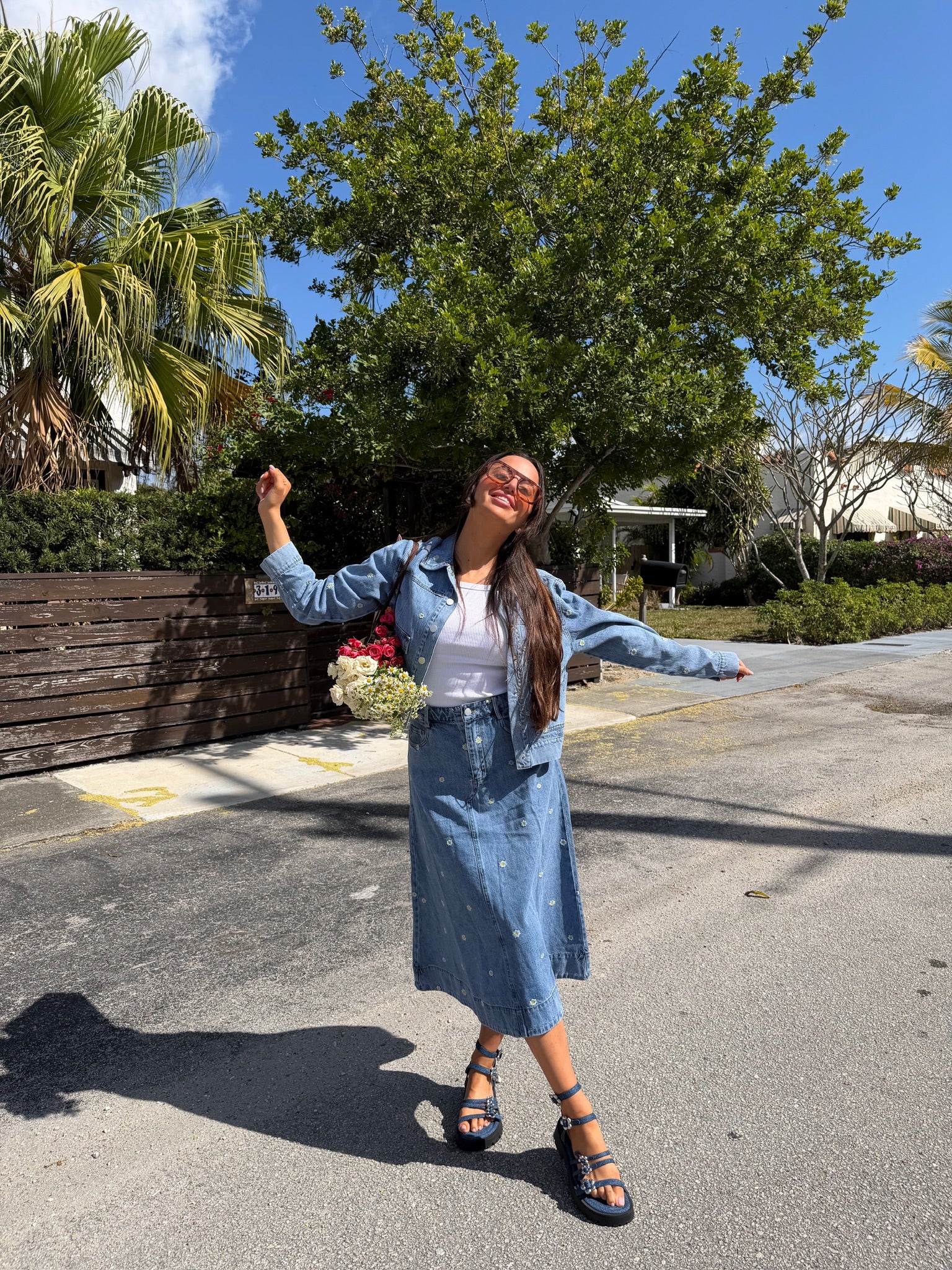 Wildflower Denim Skirt - Jupe NYC