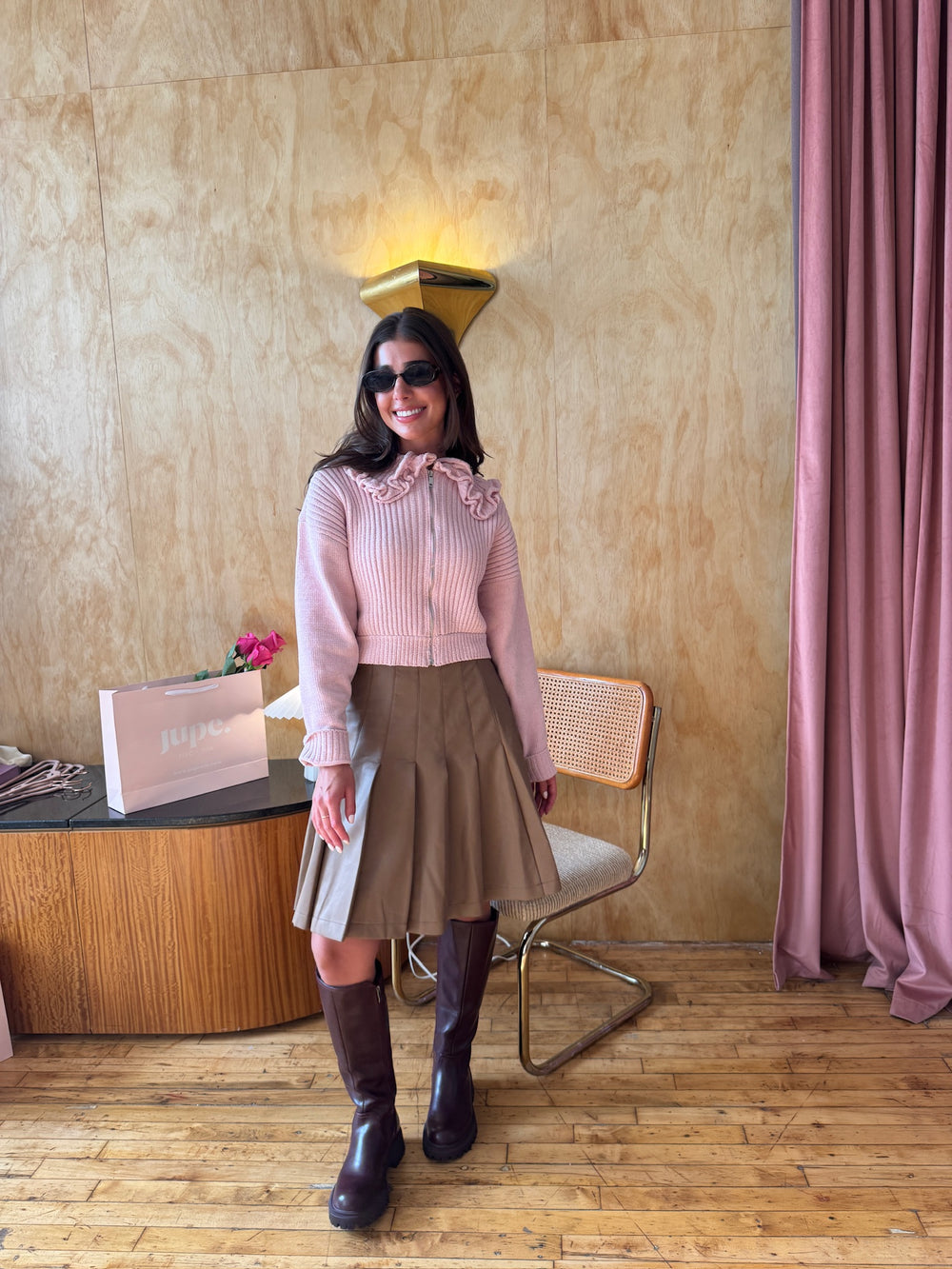 The Leather Pleated Skirt Jupe NYC