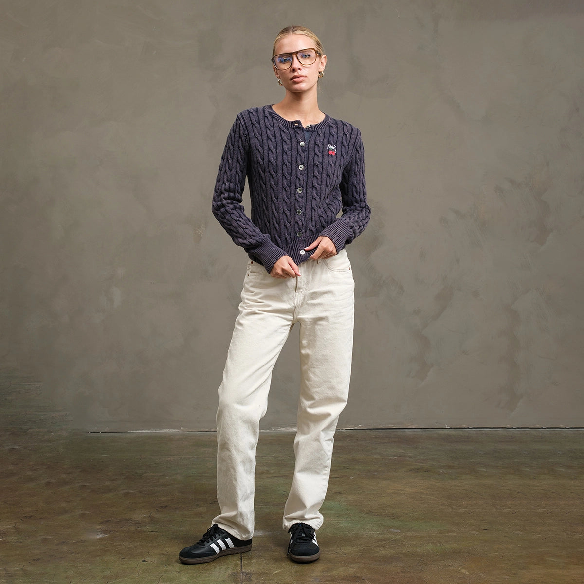 Cherry Cable Cardigan - Jupe NYC