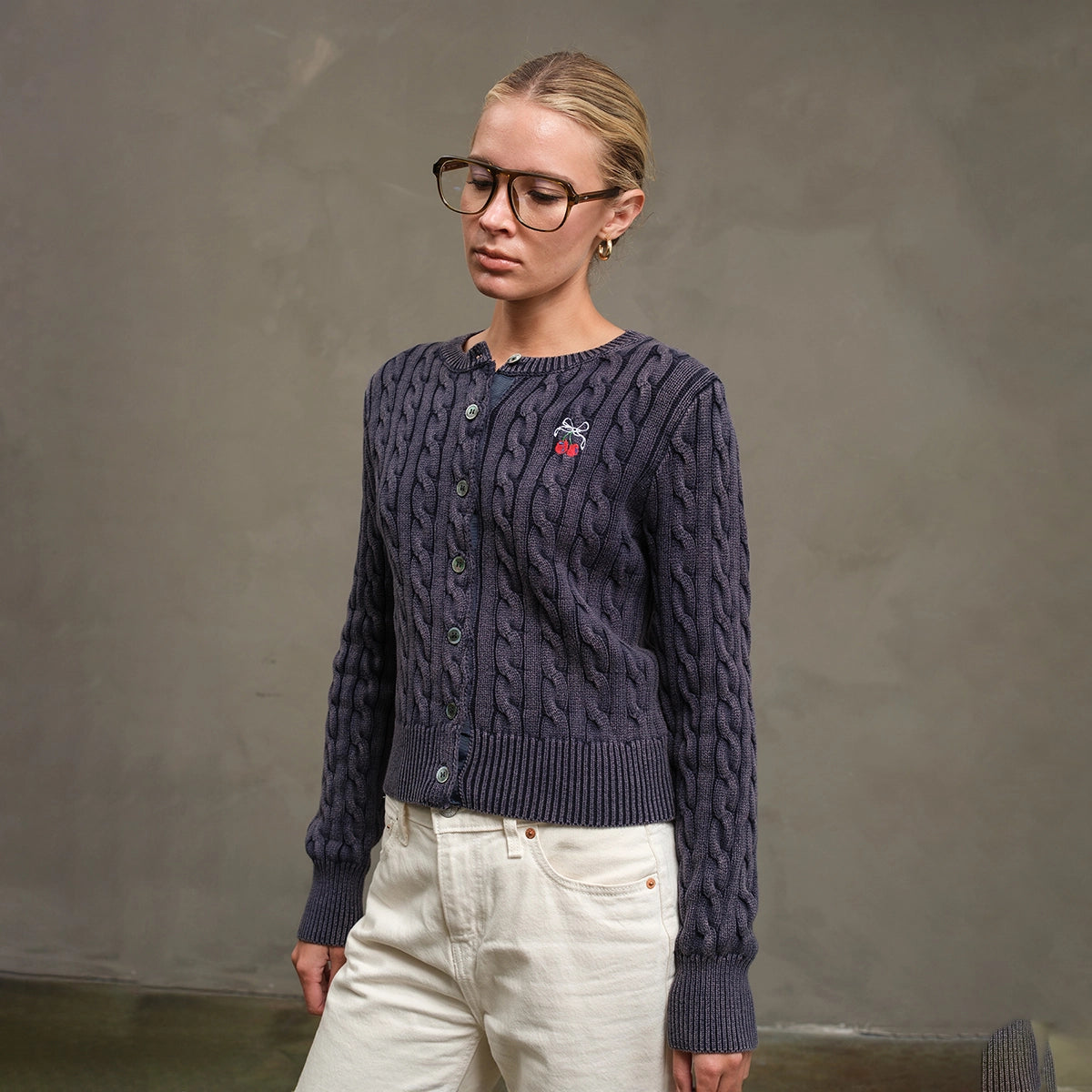 Cherry Cable Cardigan - Jupe NYC