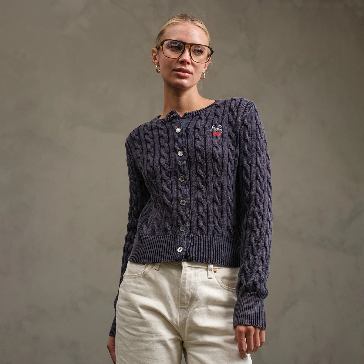 Cherry Cable Cardigan - Jupe NYC